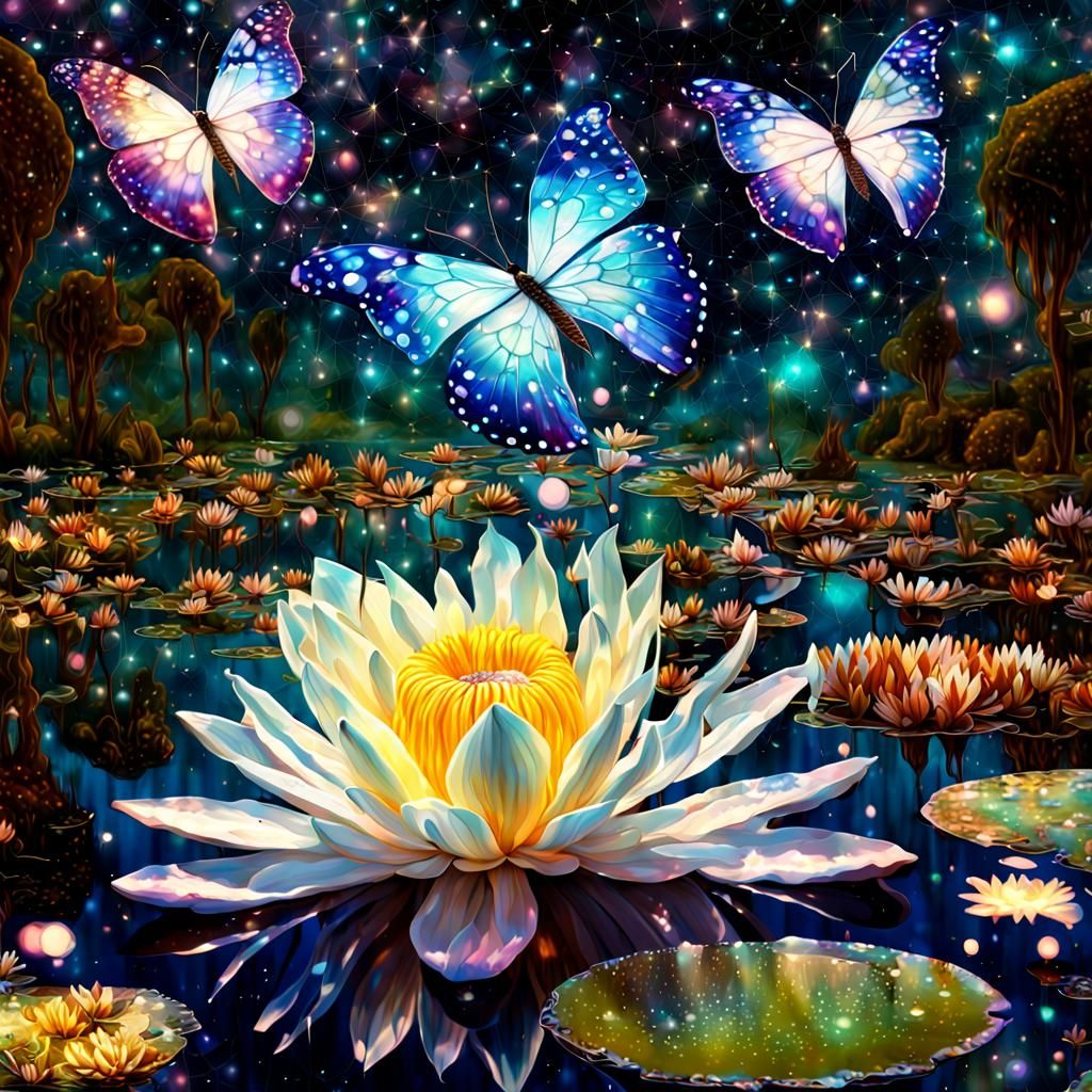 Nebula Butterfly in Diamond Water Lily Garden