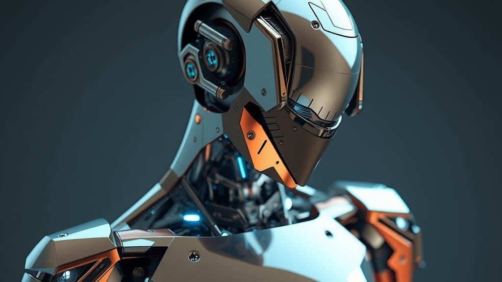 Robot Expressing Melancholy in Cyberpunk Style