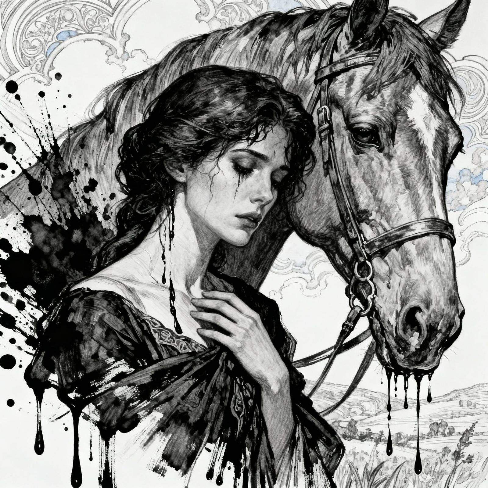 Portrait of a Woman with Horse, with the soul that hides the...