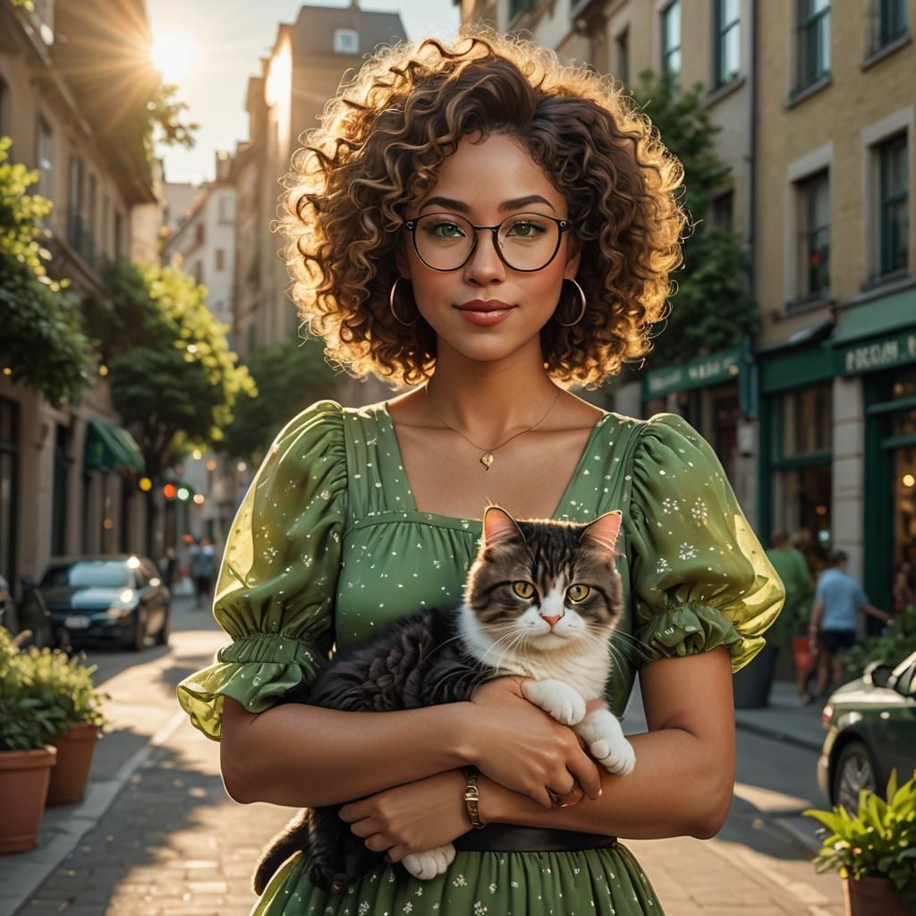 Lady with Cat in Sunlight