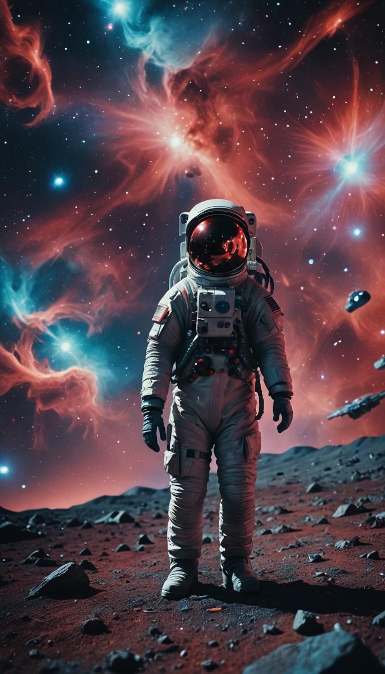 Intoxicated Astronaut in Space, Cinematic Film Still