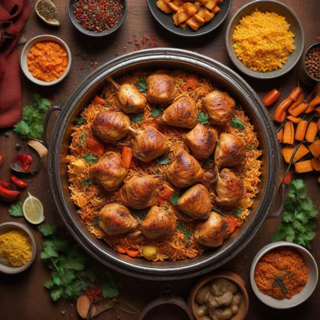 Sizzling Chicken Biryani in Tandoor Style Food Photography