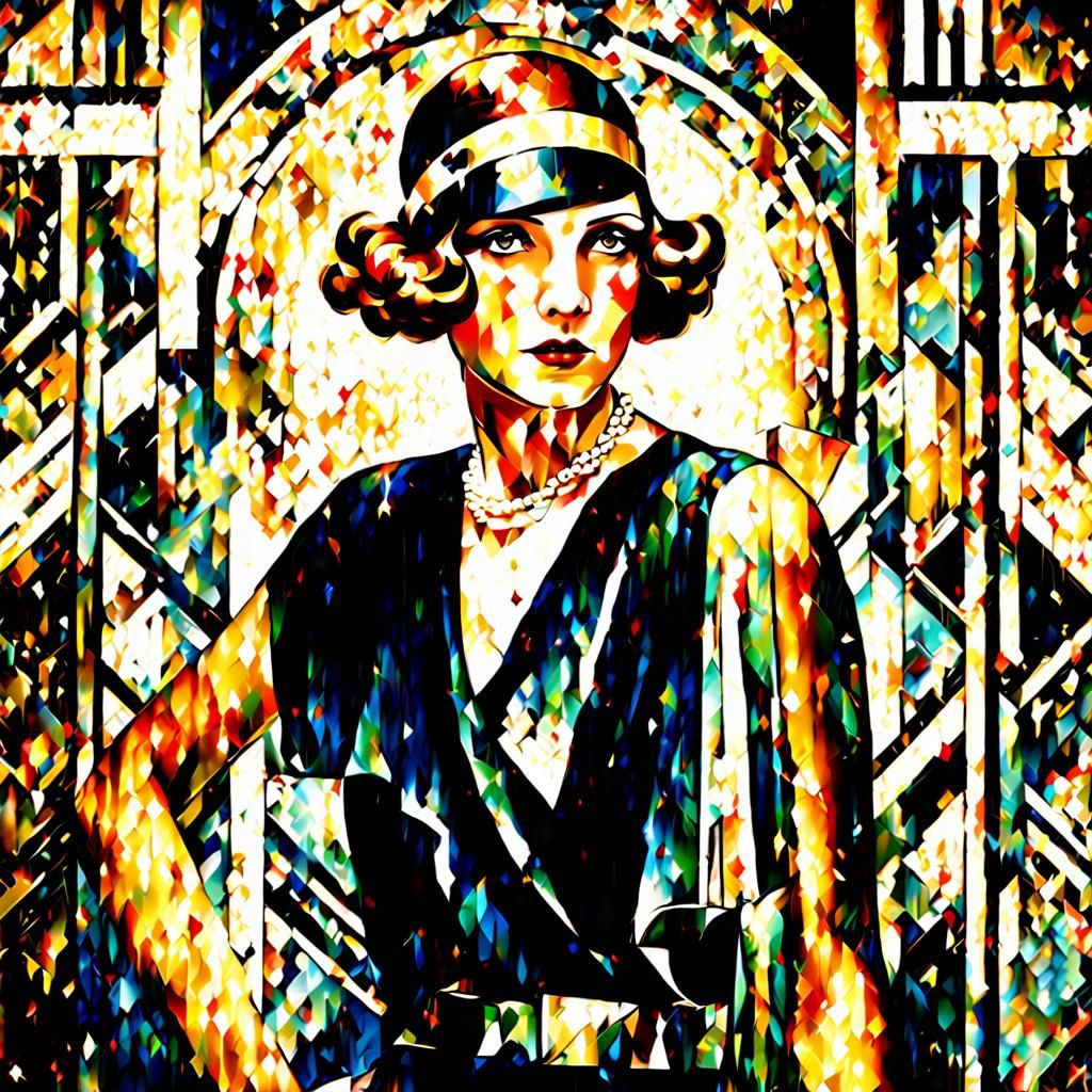 1920s Flapper Portrait in Art Deco Style