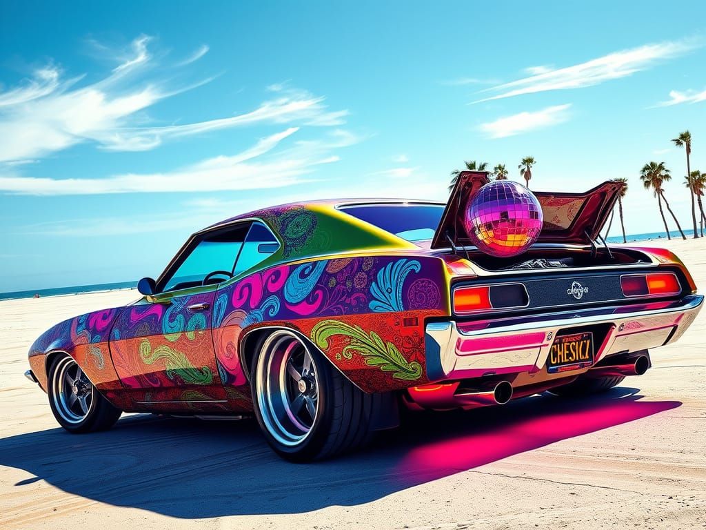 Retro-Futuristic Low-Rider Muscle Car