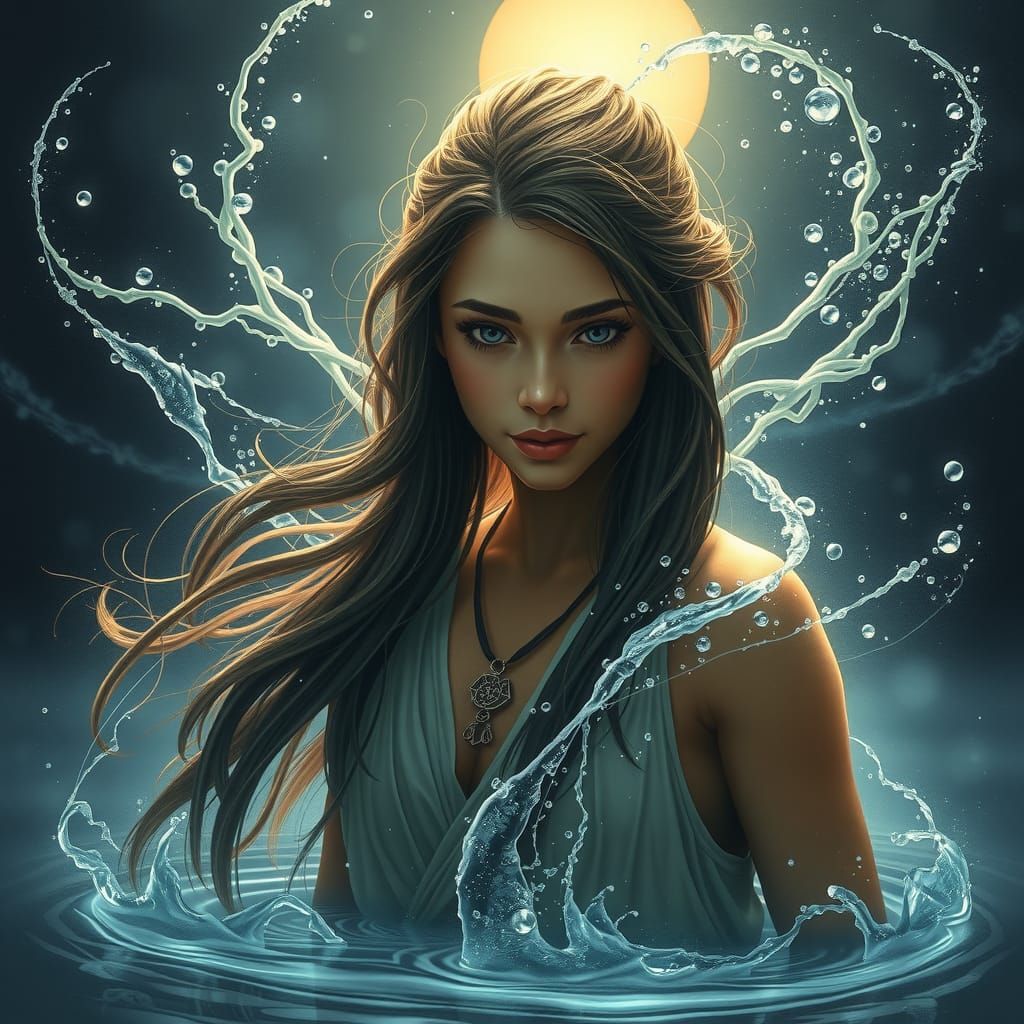 Katara Waterbending in Ethereal Realism Style