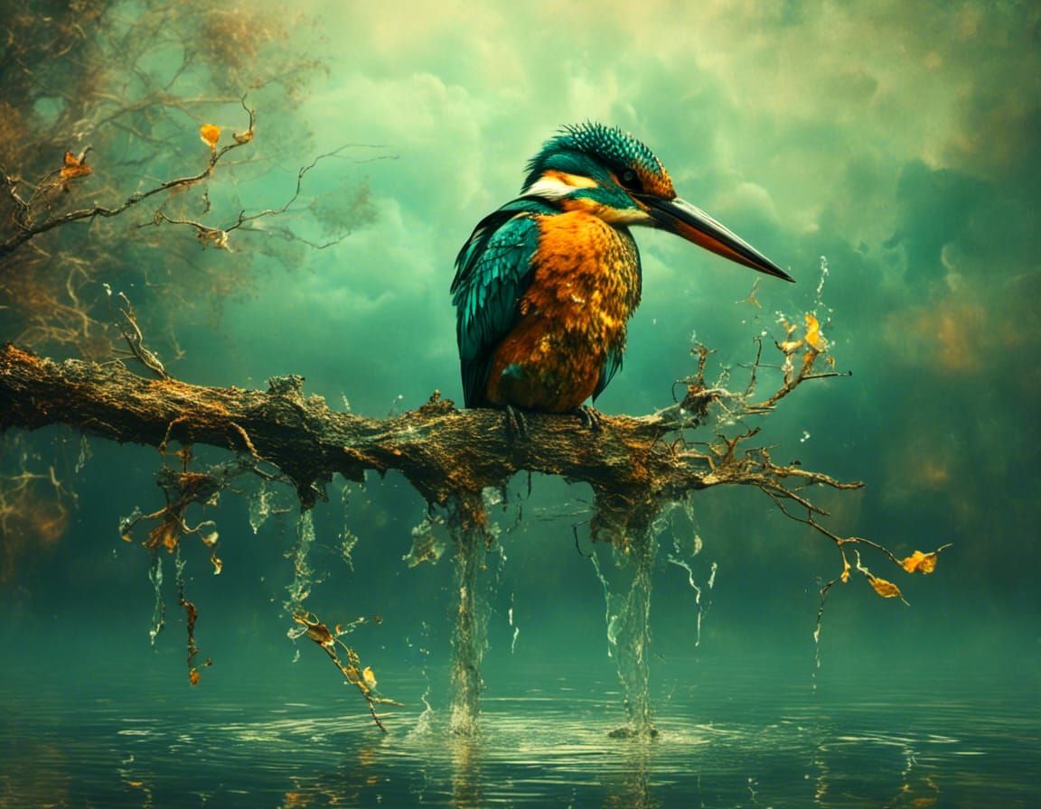 Kingfisher bird sitting on a branch