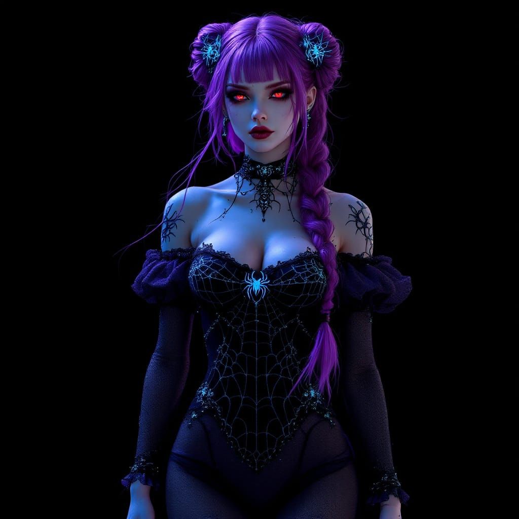 Goth Demonhunter with Neon Tattoos