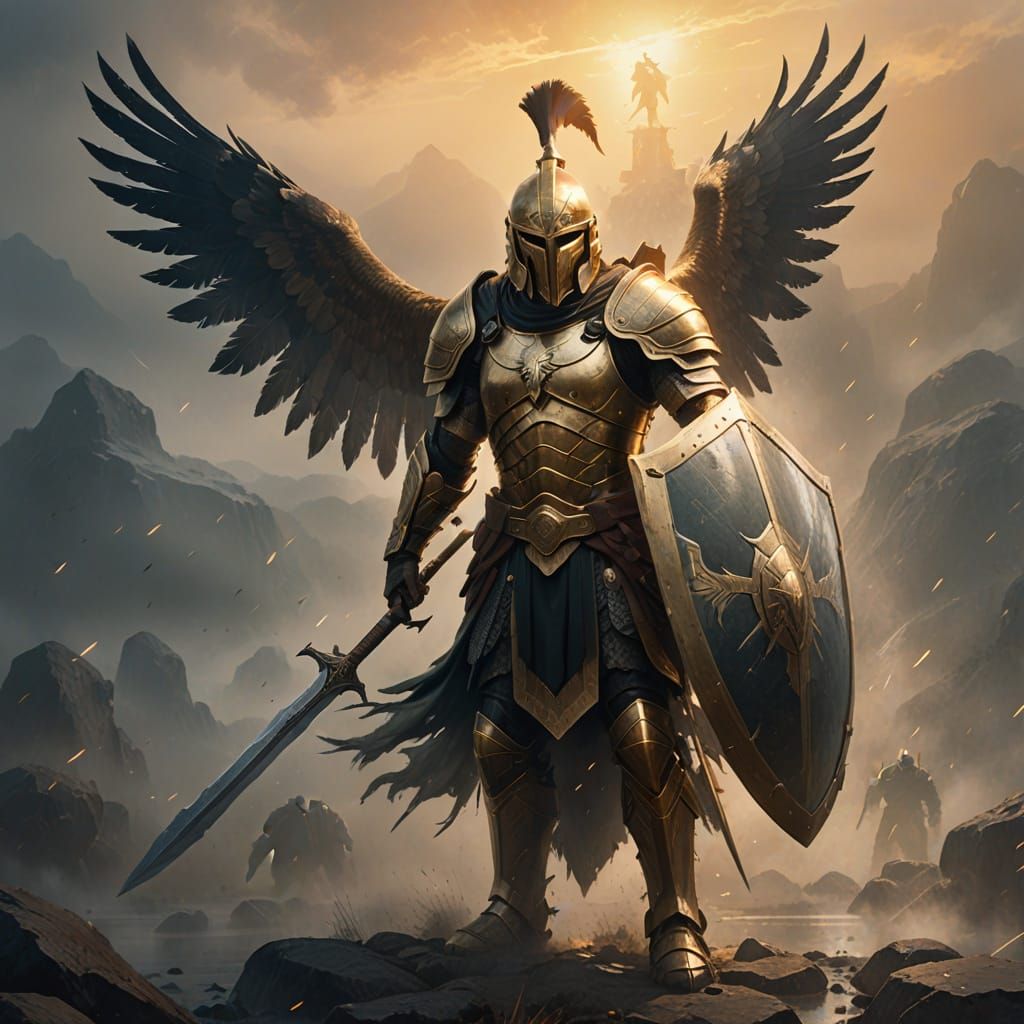 Spartan Warrior in Mist: Digital Concept Art