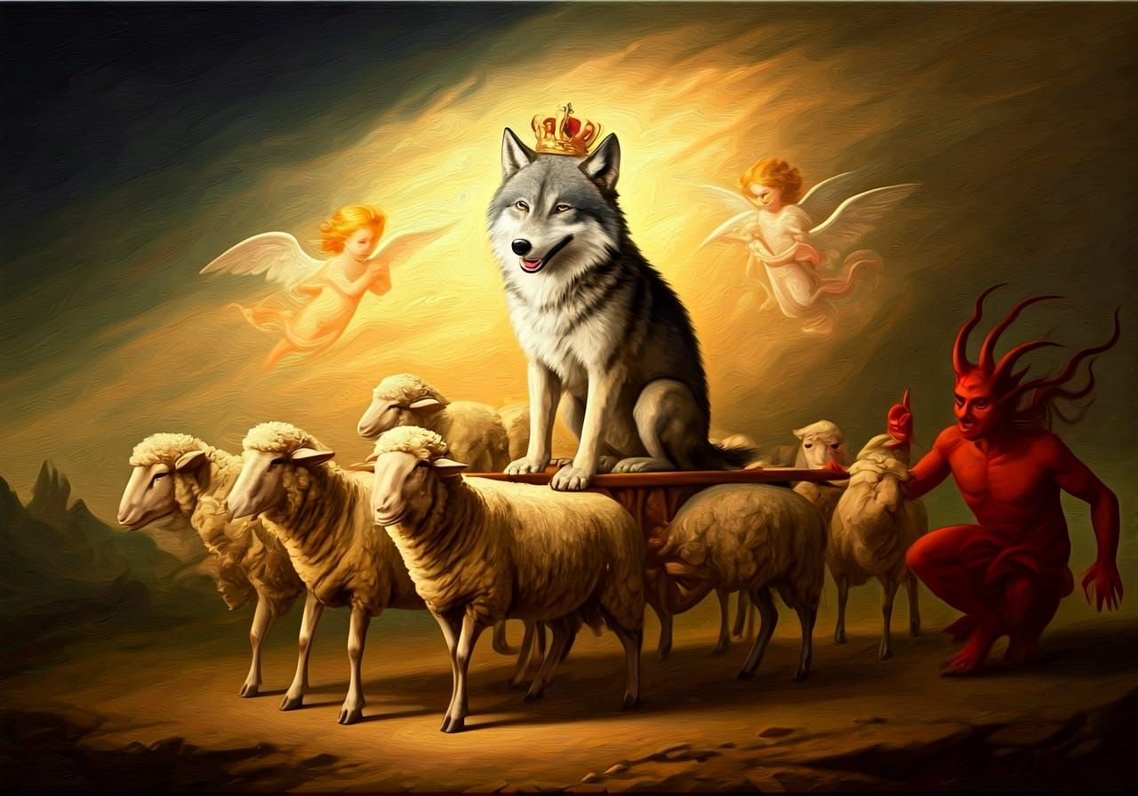 Crowned Wolf Satire in Alexander Jansson Style