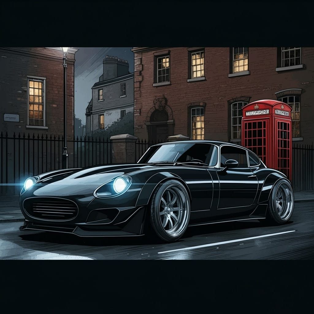 Sleek Cyberpunk Jaguar E-Type Speeds Through London Night