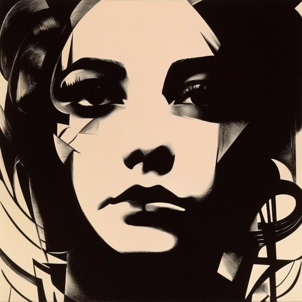 Abstract Cubist Wild Woman with Geometric Shapes