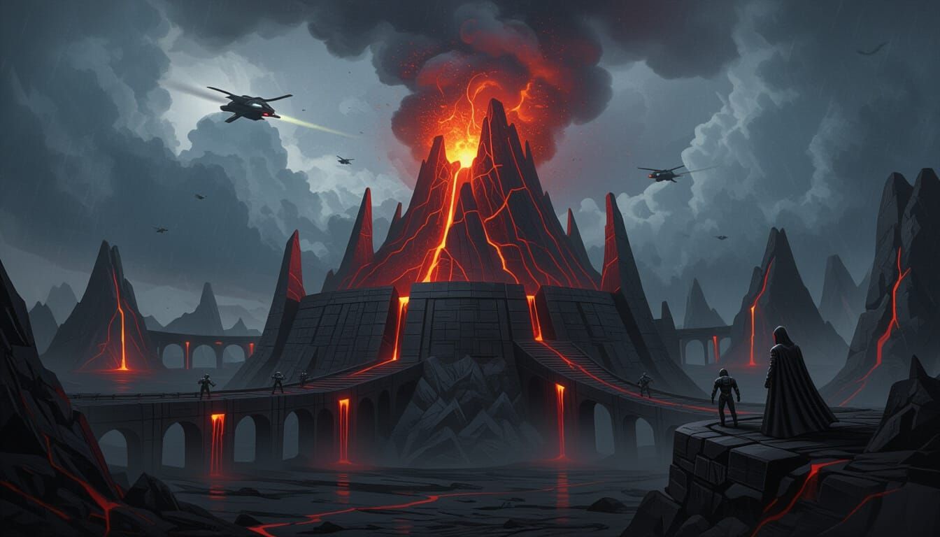 Volcanic Island Fortress Erupting with Dark Energy