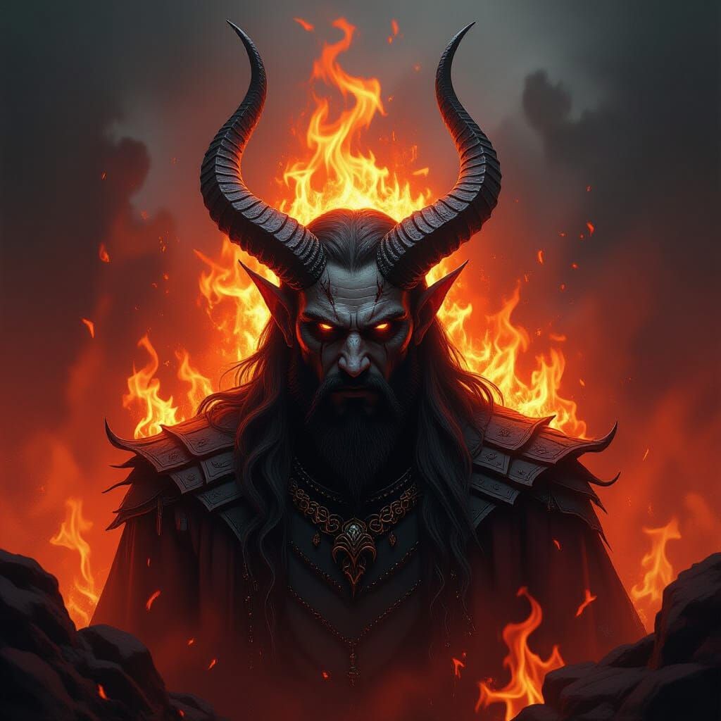 Haunting Demon Portrait in Heavy Metal Style