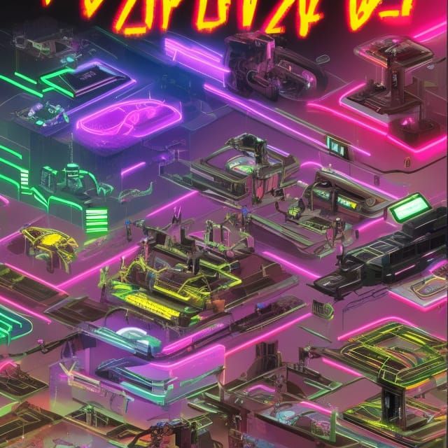 Cyberpunk Animal Zoo in Neon Cityscape