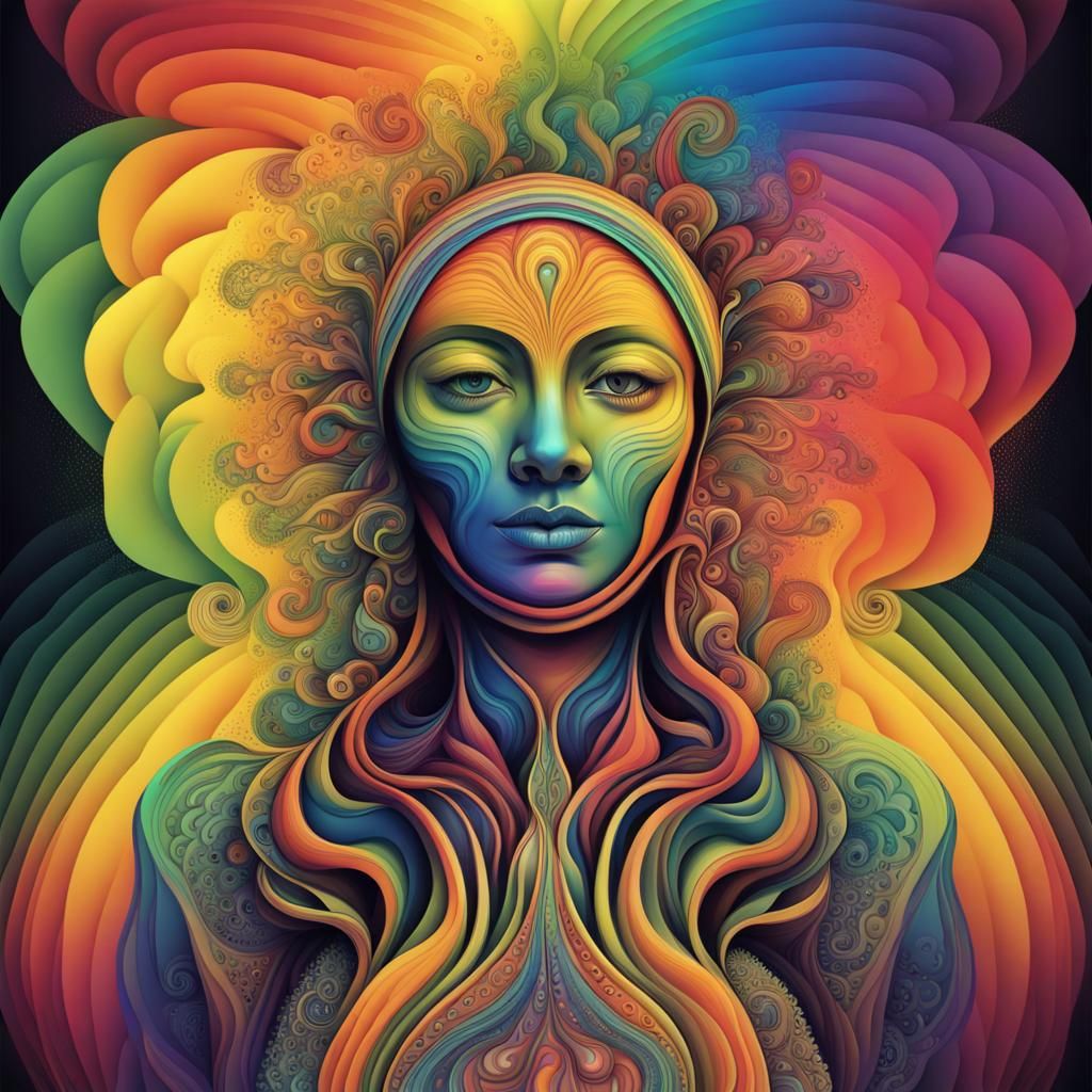 Earth Mother Ayahuasca Rainbow in Abstract Fractal