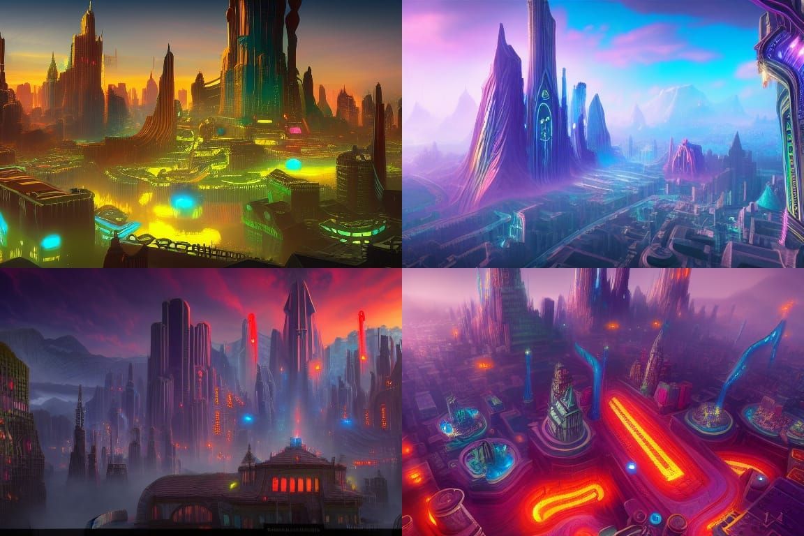 Eldritch City: A Fantastical Art Deco Landscape