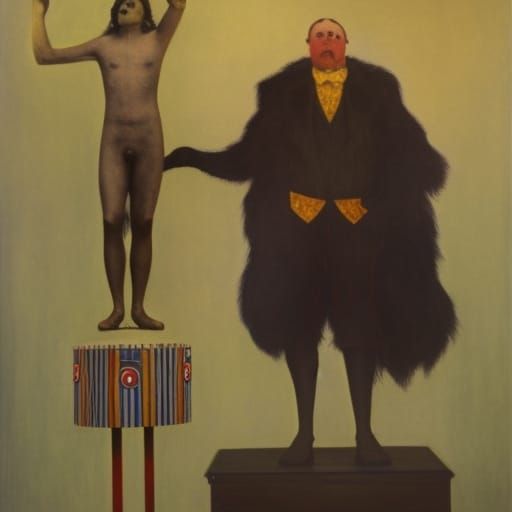 1920s Circus Scene Painting in Art Nouveau Style