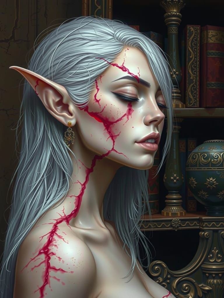 Ethereal Elf Sorceress in Darkened Elegance