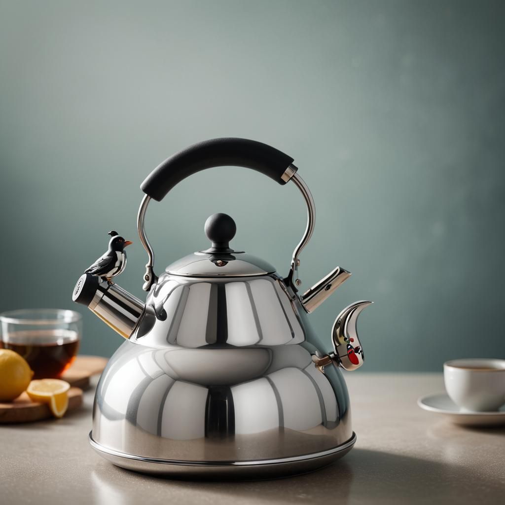 Alessi Kettle Still Life: Reflective Stainless Steel