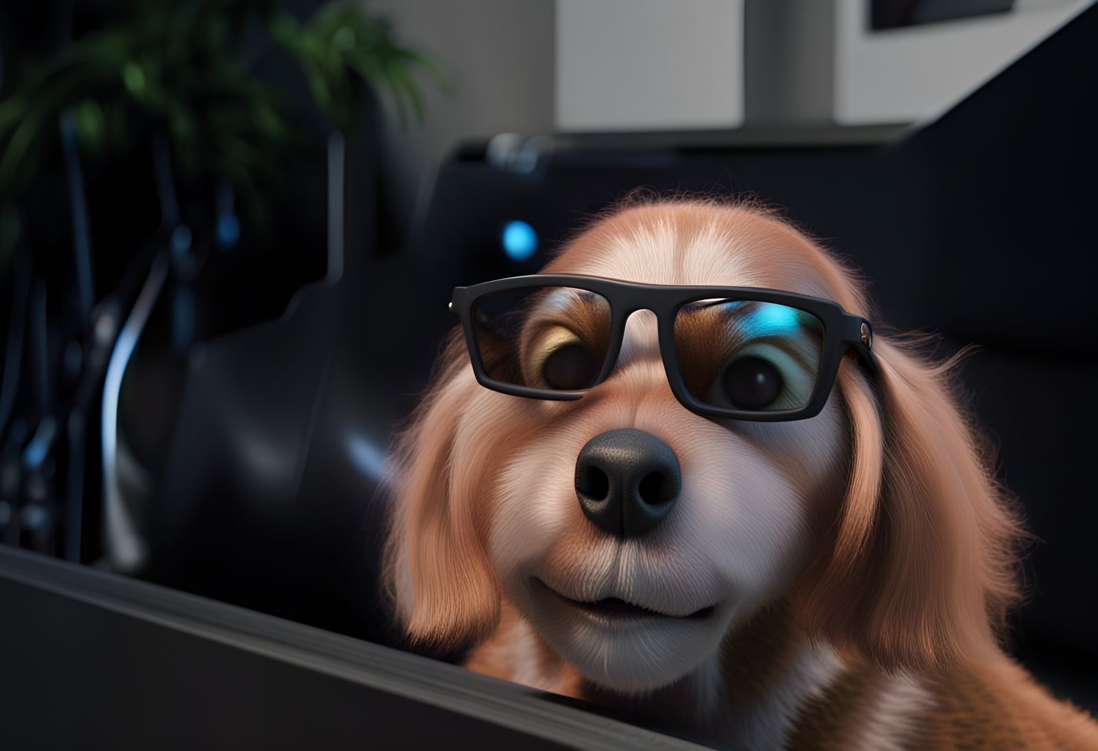 Golden Retriever with Googly Eyes as Pixar 3D Art