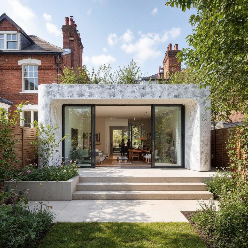 Minimalist White Steel and Glass House Extension