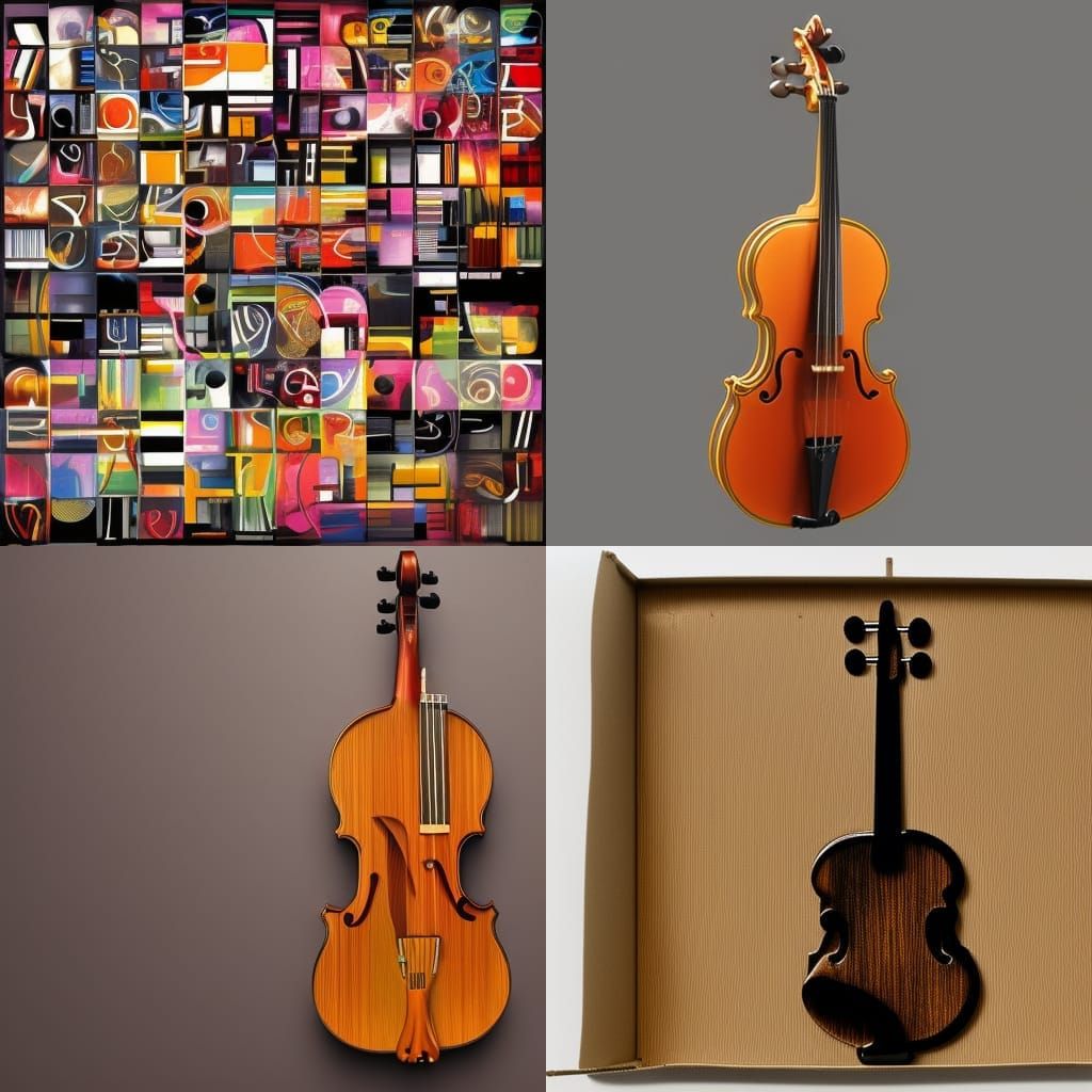 Pop Art Violin in Geometric Bauhaus Style