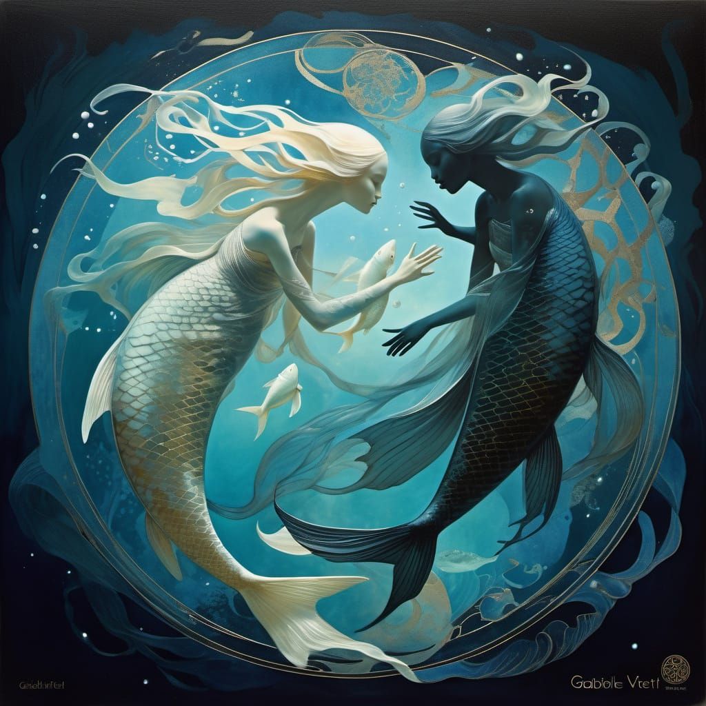 Dreamy Symbolic Pisces Duality in Mystical Waters