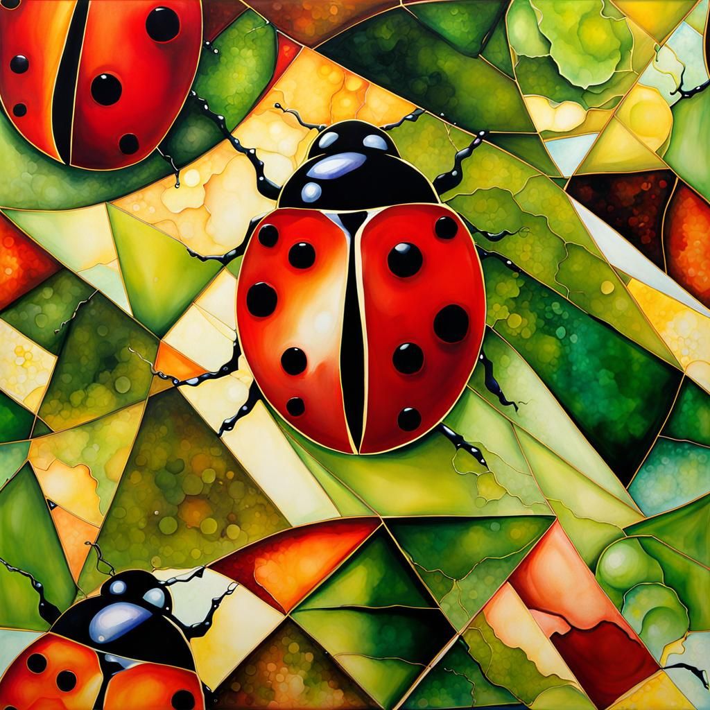 Ladybug's Pickle Pursuit in Alcohol Ink Style