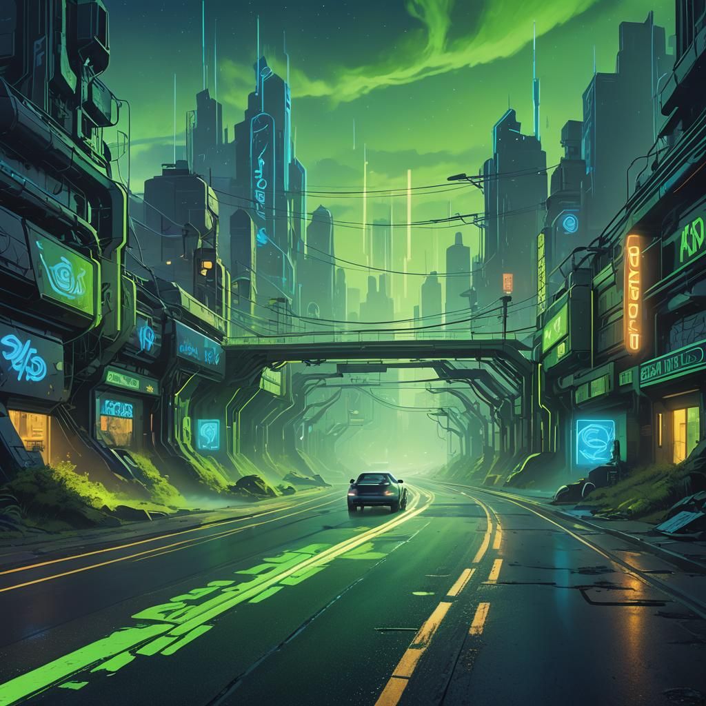 Futuristic Road to Cyanide: Concept Art in Neon