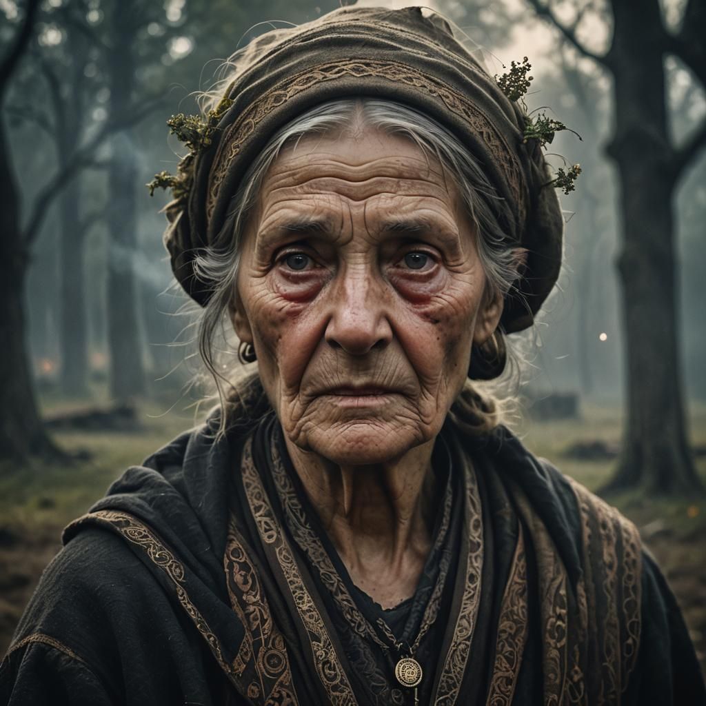 Mystical Slavic Woman Portrait in Dark Fantasy Style