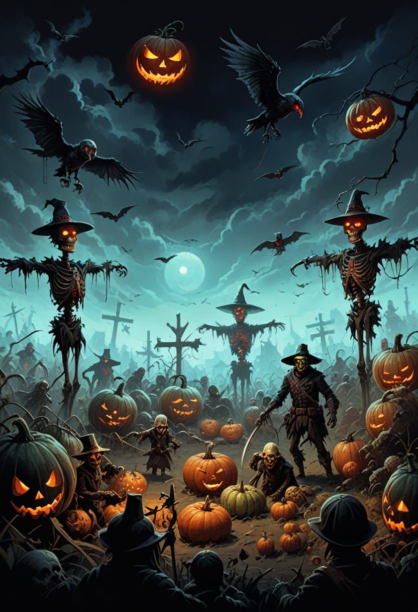 Demonic Harvest Festival with Grim Reapers and Mutated Veget...