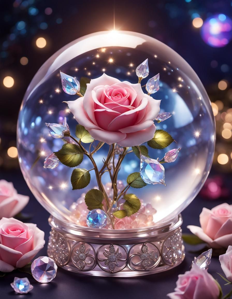 Enchanted rose snowglobe