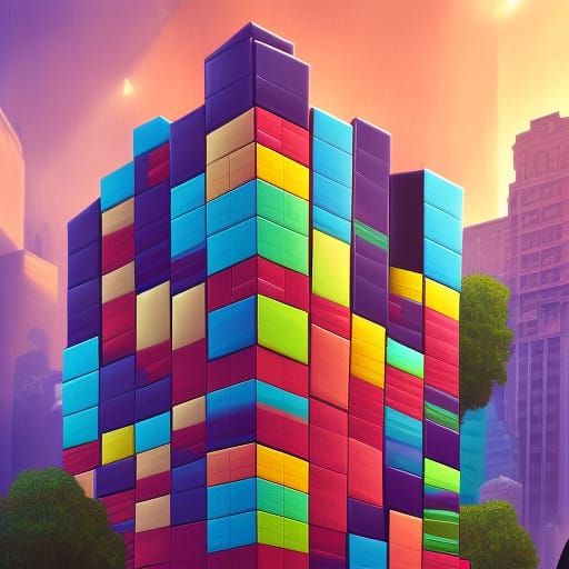 Giant Building Dominated by Tetris Blocks