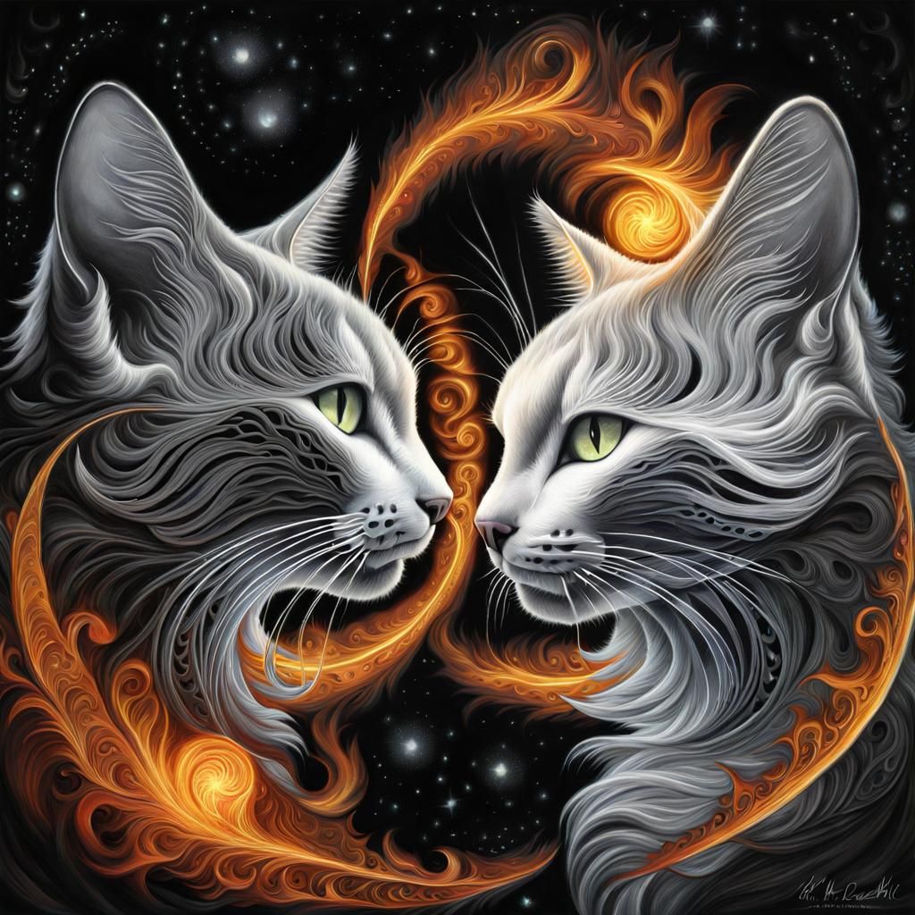 Fiery Fairy Cats in Interdimensional Portal