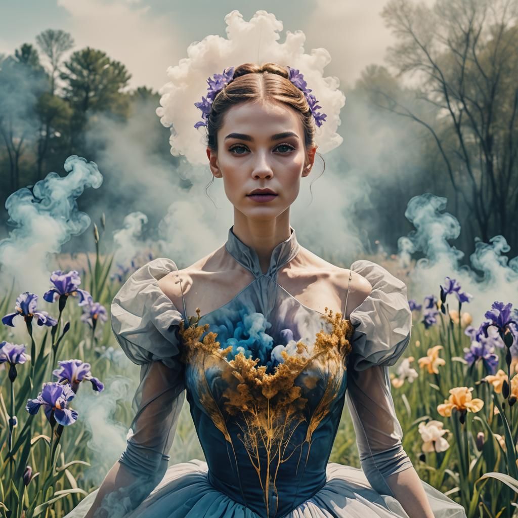 Smokey Ballerina in a Futuristic Iris Field