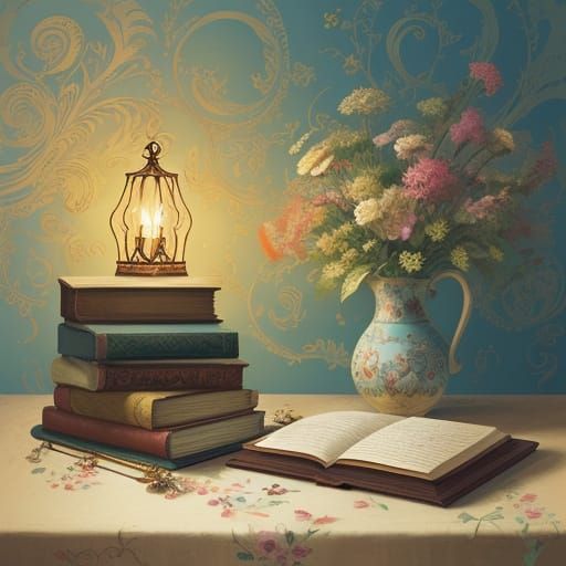 Vibrant Whimsical Still Life in Golden Light