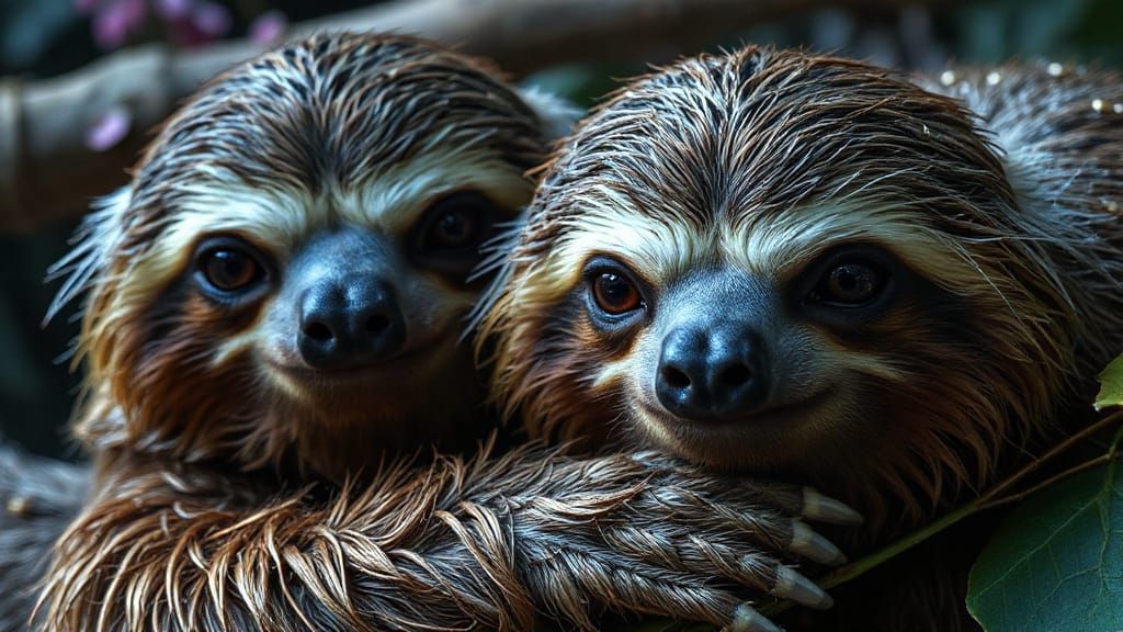 Hyperrealistic Sloth Portrait in Moody Matte Painting Style