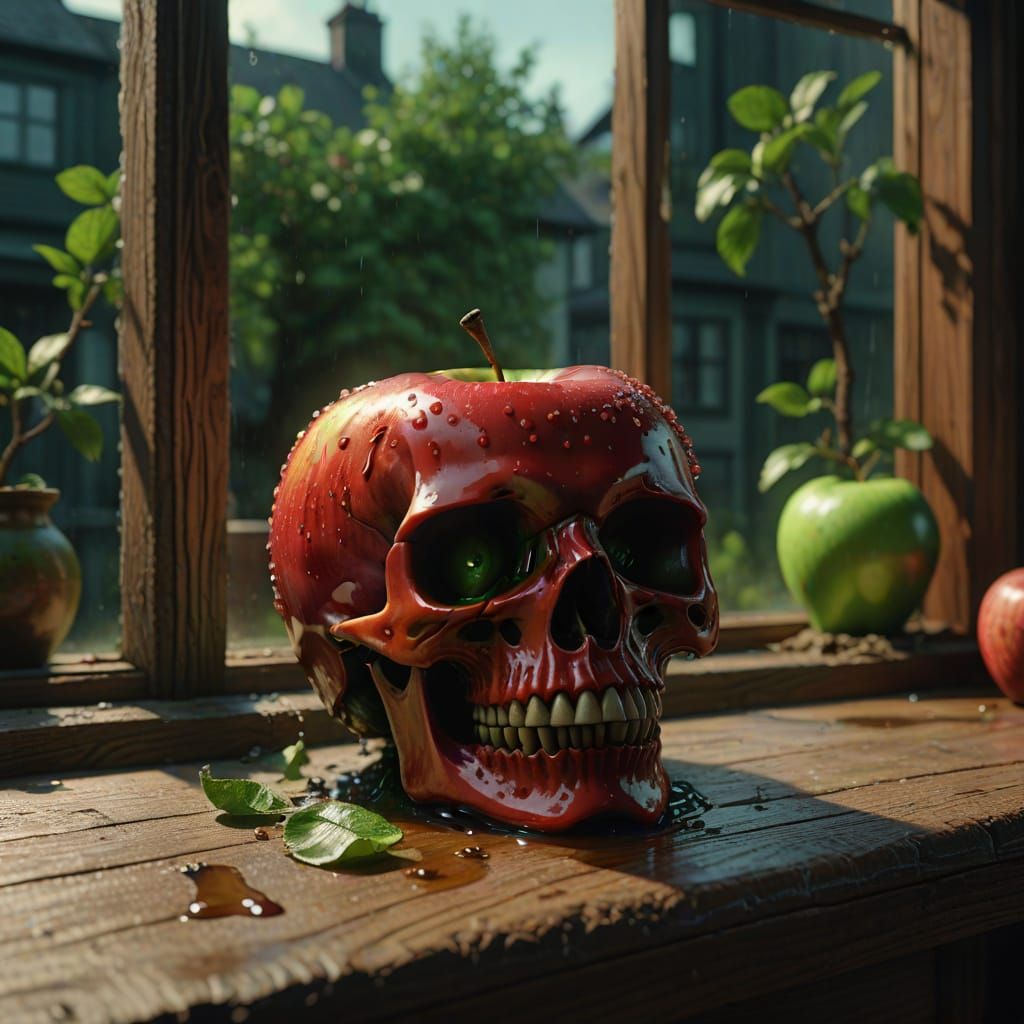 Evil Queen's Poisoned Apple with Skull Face