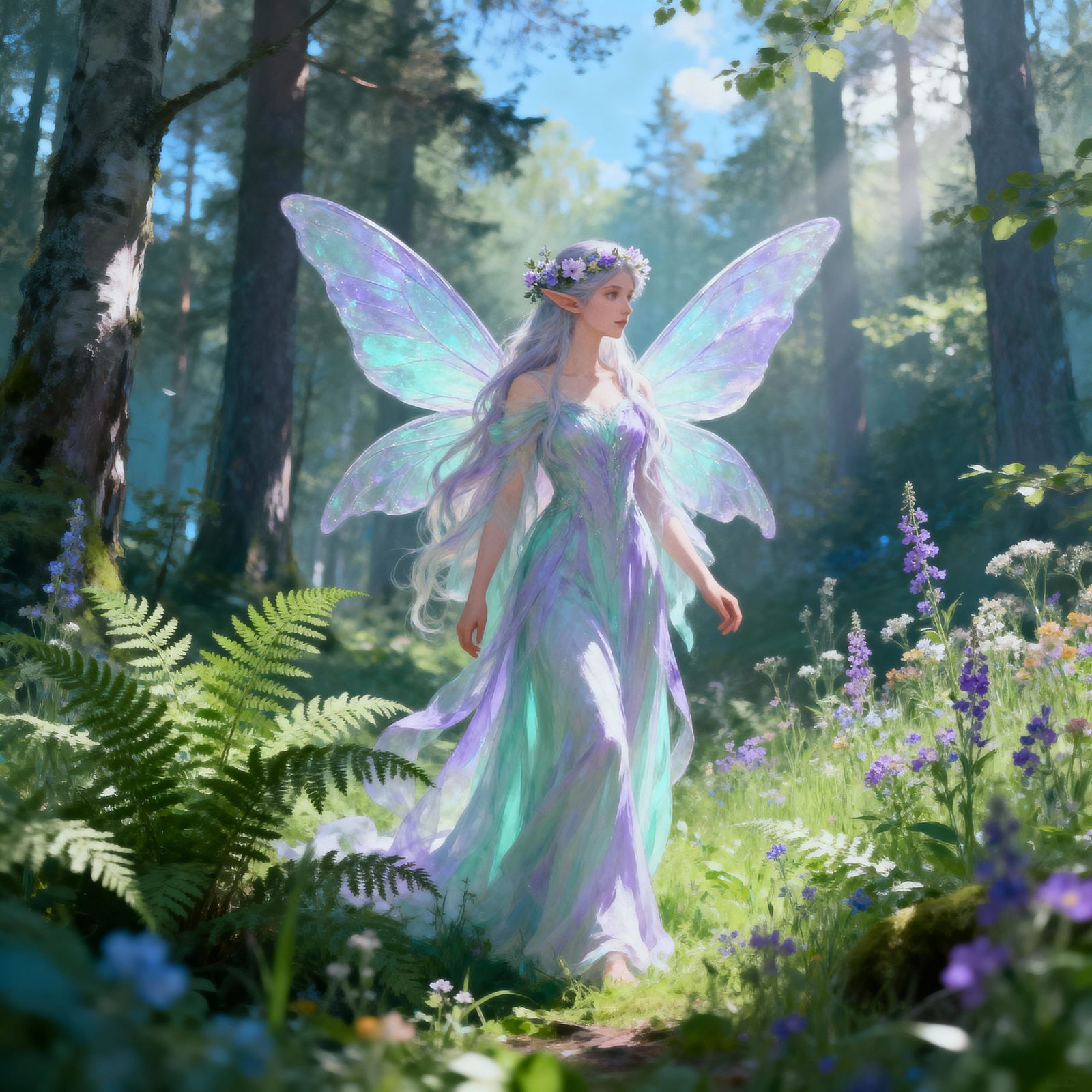 Wingéd Elven Goddess in her forest