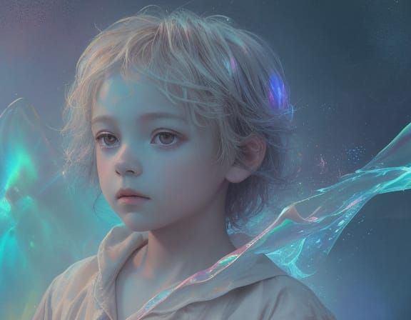 Bioluminescent Child in Surrealist Oil Painting
