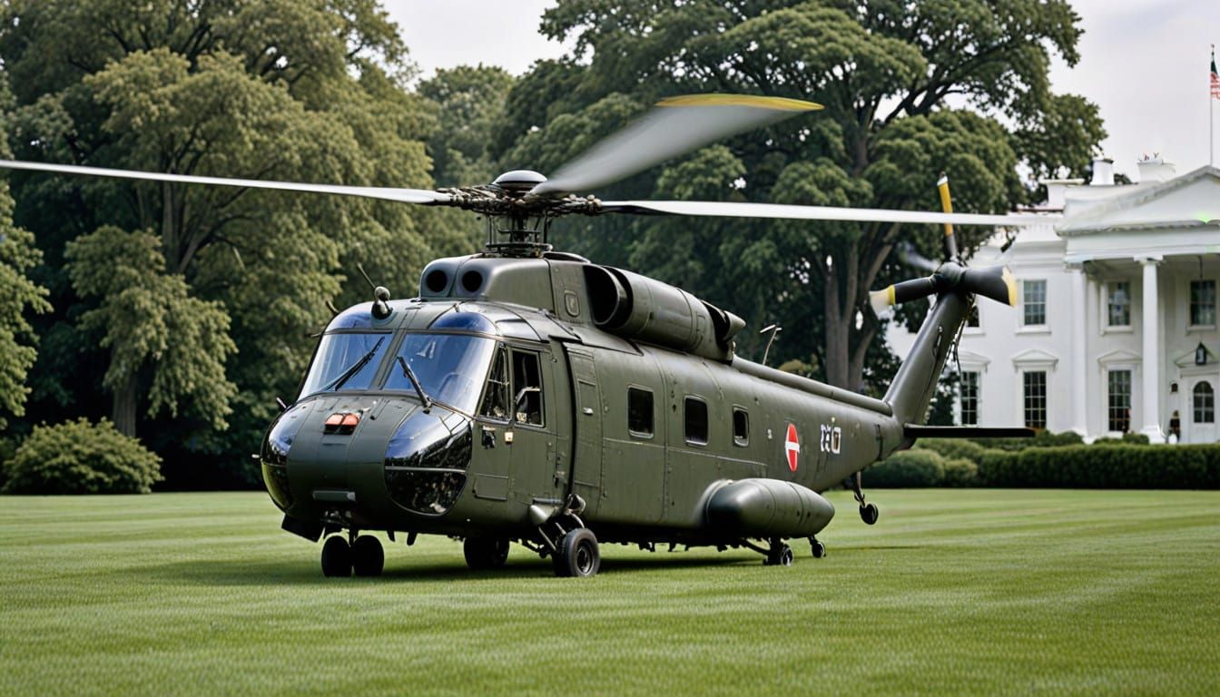 Confident Leader Lands Amidst Historic White House