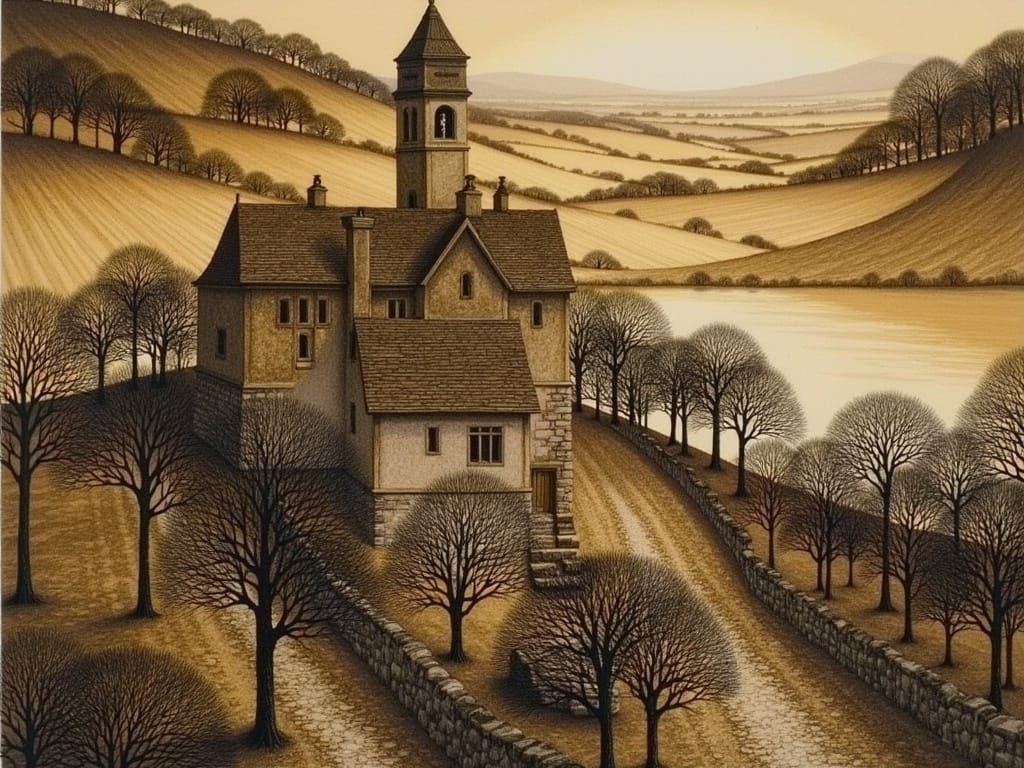 Medieval Townscape in Noctilucent Dreamscape