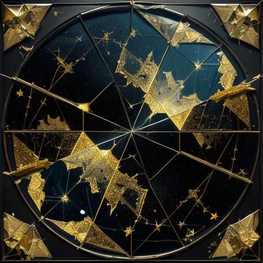Broken Mirror Reflecting Starry Night Sky
