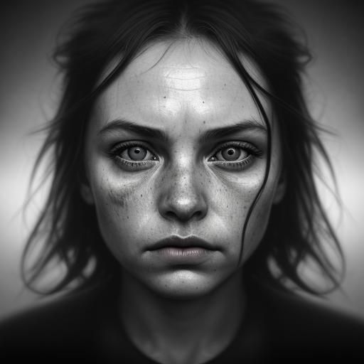 Intense Close-Up Portrait in Dramatic Lighting