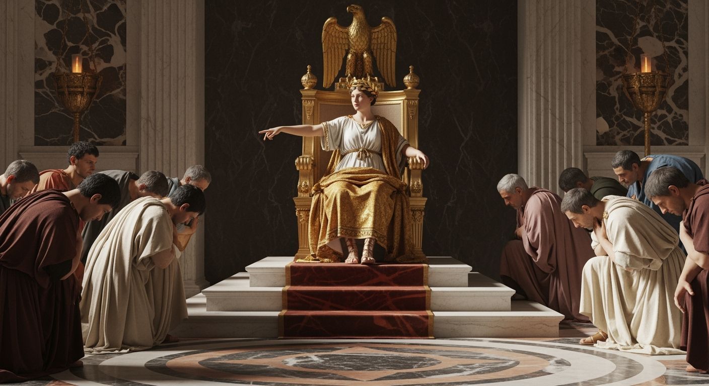 Empress Messalina on Gold Throne in Palace