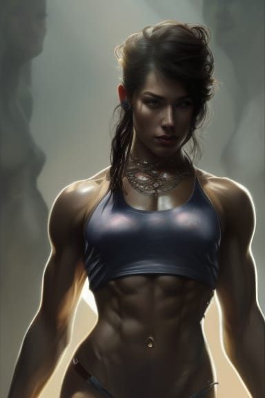 Captivating Portrait of a Bound, Muscular Woman