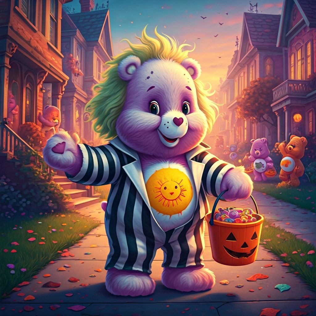 Care Bear as Beetlejuice with Candy Bucket