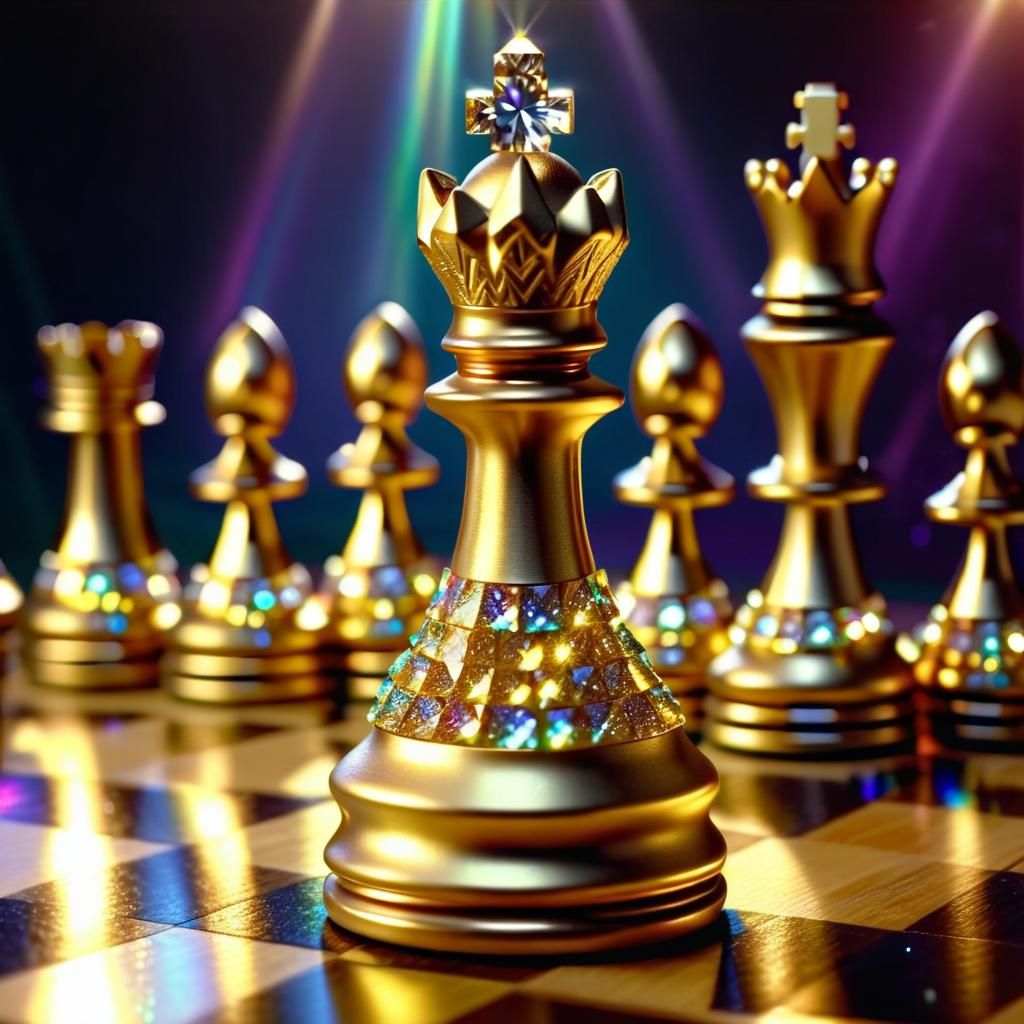 Gold and Crystal Chess Pieces