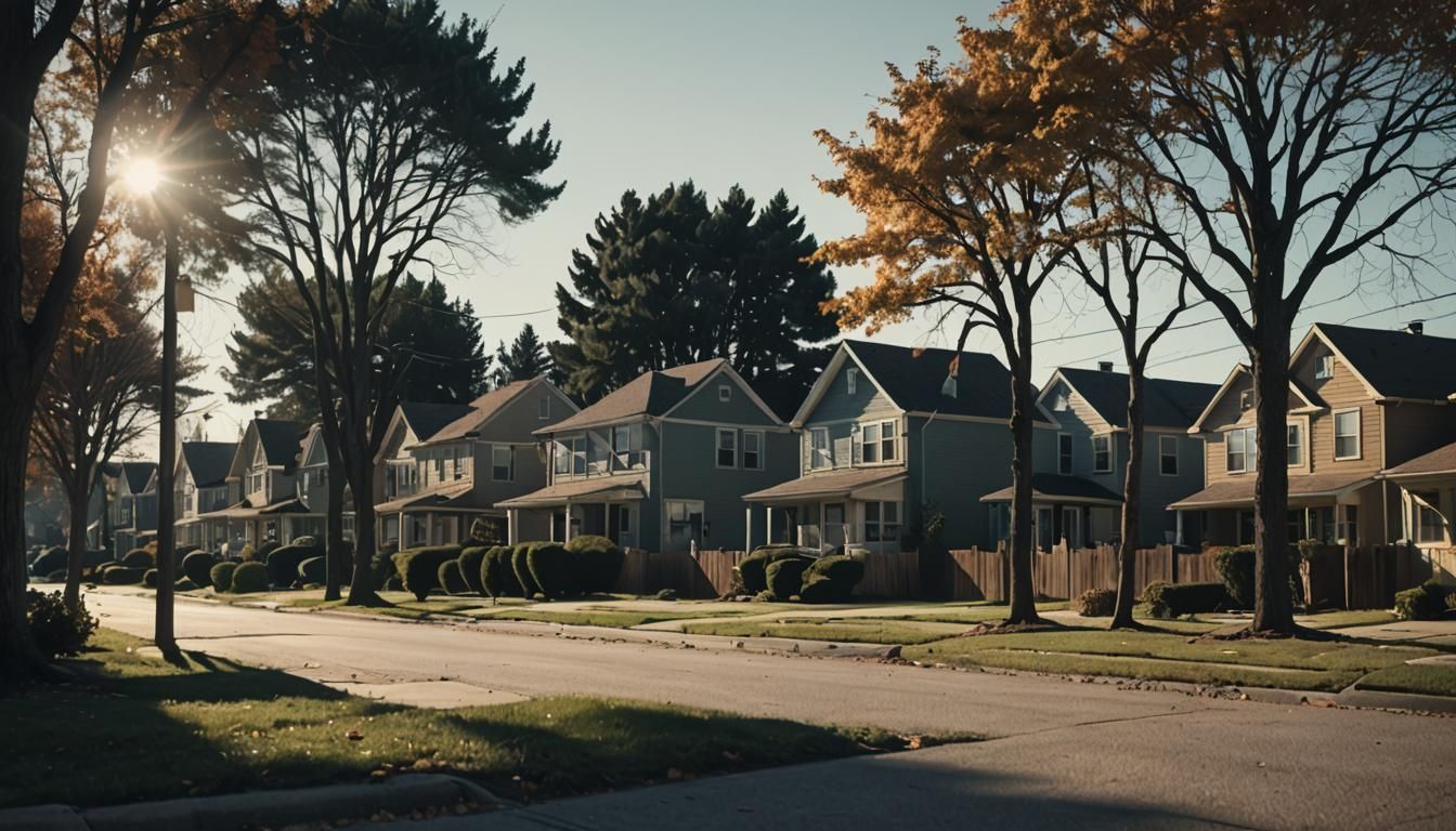 Eerie Dreamcore Suburban Landscape in 90s Style