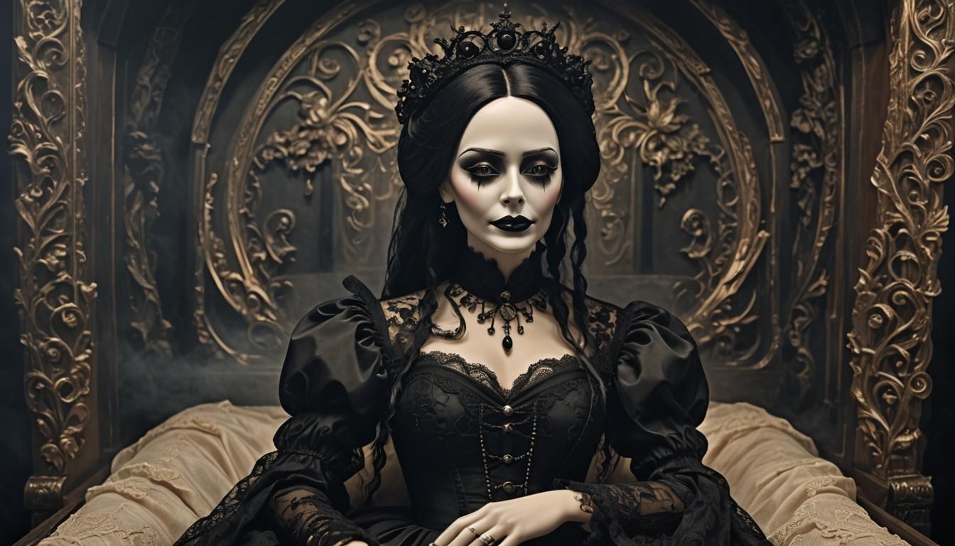 Creepy Gothic Puppet in Coffin: Digital Matte Painting